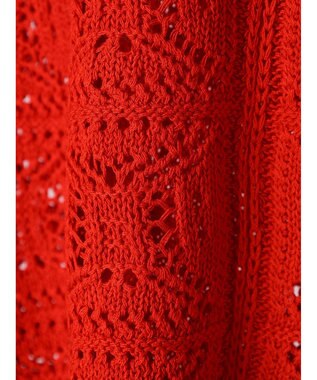 Green Parks 格子柄編みニットカーディガン Red