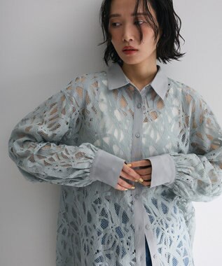 Green Parks ・ＥＬＥＮＣＡＲＥ　ＤＵＥ　総レースブラウス Sax