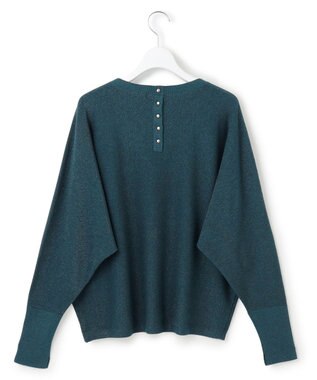 23区 L 【洗える/吊り干しOK】ヴィスコースストレッチ ドルマンスリーブ ラメ ニット ピーコックグリーン系