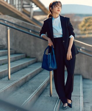 23区 【Oggi4月号掲載/洗える】CANCLINI バンドカラー シャツ サックスブルーストライプ