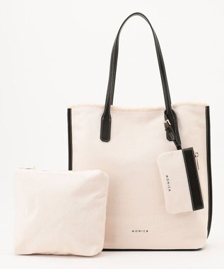 LA BAGAGERIE 【MONICA】A4フリンジキャンバストート ブラック×アイボリー