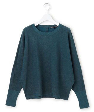 23区 L 【洗える/吊り干しOK】ヴィスコースストレッチ ドルマンスリーブ ラメ ニット ピーコックグリーン系