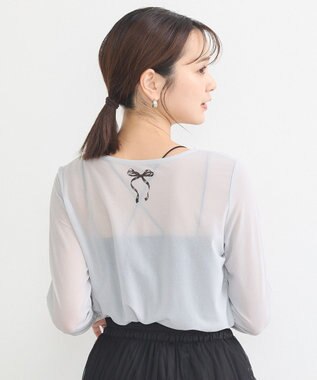 earth music&ecology リボンプリントシアープルオーバー