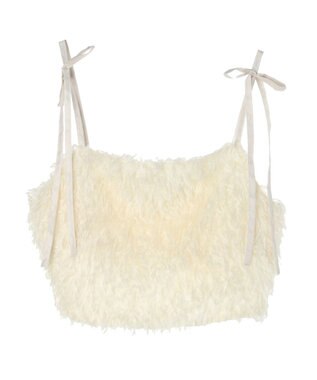 earth music&ecology 肩リボンフェザービスチェ Ivory