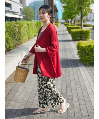 CRAFT STANDARD BOUTIQUE UVカット/接触冷感/マシンウォッシャブル/Vネックビッグニットカーディガン Red