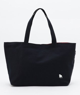 J.PRESS LADIES 【完全受注生産】ポーチ付き キャンバス トートバッグ ネイビー×レッドチェック系