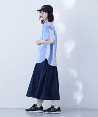 J.PRESS YORK STREET 【UNISEX】マルチストライプバンドカラー シャツ サックスブルー系7