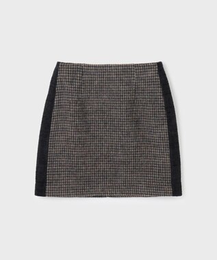 GRACE CONTINENTAL シャギーチェックミニスカート ブラウン