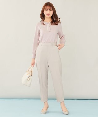 ANY SIS 【洗える】スムースボウタイ ニット ペールピンク