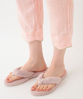 UCHINO クレープガーゼ ノーカラーレディスパジャマ ピンク