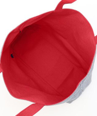 J.PRESS LADIES 【完全受注生産】ポーチ付き キャンバス トートバッグ レッド×ストライプ系