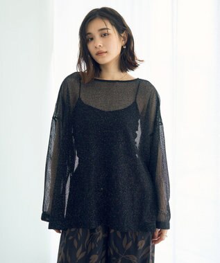 YECCA VECCA 2wayラメメッシュトップス Black