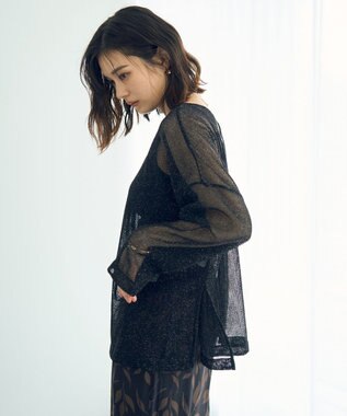 YECCA VECCA 2wayラメメッシュトップス Black