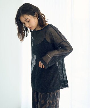 YECCA VECCA 2wayラメメッシュトップス Black