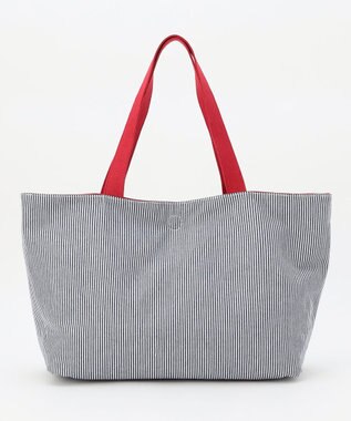 J.PRESS LADIES 【完全受注生産】ポーチ付き キャンバス トートバッグ レッド×ストライプ系