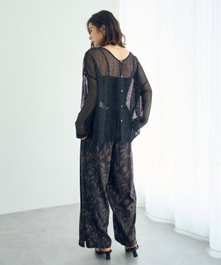 YECCA VECCA 2wayラメメッシュトップス Black