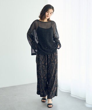 YECCA VECCA 2wayラメメッシュトップス Black
