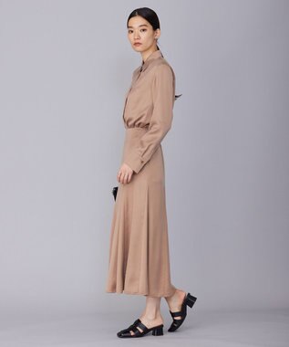 ICB 【洗える】 ルゼブフィブリルサテン シャツ レディッシュブラウン系