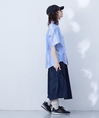 J.PRESS YORK STREET 【UNISEX】マルチストライプバンドカラー シャツ サックスブルー系7