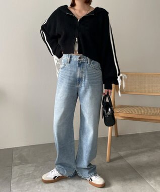 WEGO 【新色追加/美脚/XSSMLサイズ展開】ストレートデニムパンツ デニム淡色