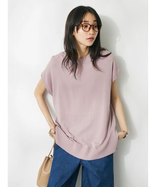 CRAFT STANDARD BOUTIQUE ＵＶカット接触冷感半袖ニットチュニック Pink