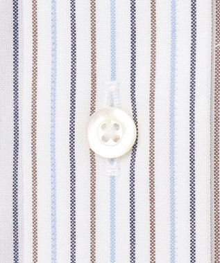 J.PRESS MEN 【PREMIUM PLEATS / 形態安定】ピンオックスカラードストライプシャツ / B.D. ブラウン系1