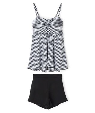San-ai Resort（三愛水着楽園） 【WEB限定】ペプラムチェック3点セット【Beach Queen（ビーチクイーン）】 ブラック