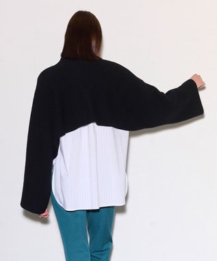 JOSEPH ポプリンシャツ×ニットスカーフ Black