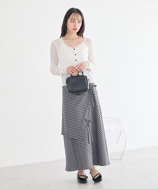 earth music&ecology ランダムキリカエラップスカート Check Black