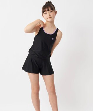 OP／FILA 【FILA】キュロットワンピース スクール水着 ブラック×パープル