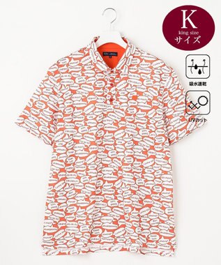 23区GOLF 【MEN】【キングサイズ/吸水速乾/UVカット】YELL総柄プリントポロシャツ オレンジ系5