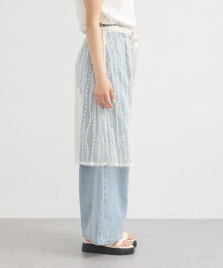 earth music&ecology ストライプレースレイヤードスカート Ivory