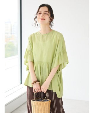 CRAFT STANDARD BOUTIQUE ウ゛ィンテージボイルティアード切替ブラウス Lime Green