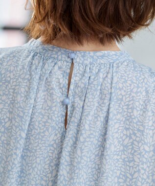 Tiaclasse L 【洗える】体型カバーも叶うAラインギャザーチュニックブラウス サックス