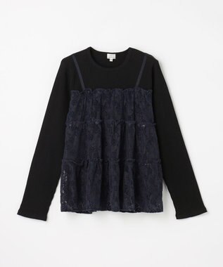 組曲 KIDS 【150-160㎝】スノウレースレイヤード トップス ネイビー