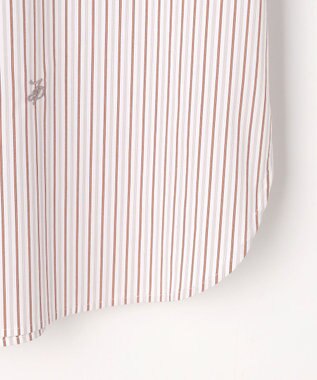 J.PRESS LADIES BEZコットンナイロン ストライプ シャツ ブラウス ホワイト×グレー系