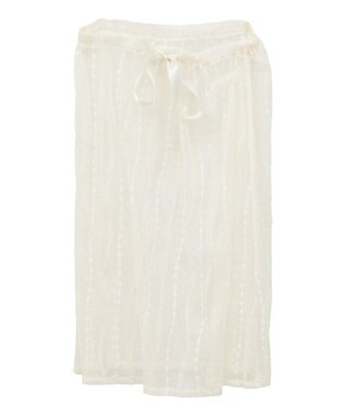 earth music&ecology ストライプレースレイヤードスカート Ivory
