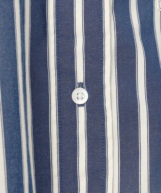 J.PRESS YORK STREET 【UNISEX】ストライプ バンドカラーシャツ ネイビー系1