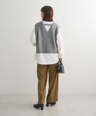 Green Parks ＳＥＴ２点　ニットベスト＋ロンＴＥＥ Gray Mixture