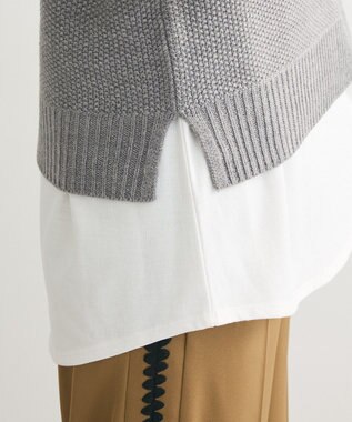 Green Parks ＳＥＴ２点　ニットベスト＋ロンＴＥＥ Gray Mixture
