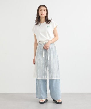 earth music&ecology ストライプレースレイヤードスカート Ivory