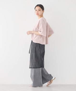 earth music&ecology ストライプレースレイヤードスカート Black