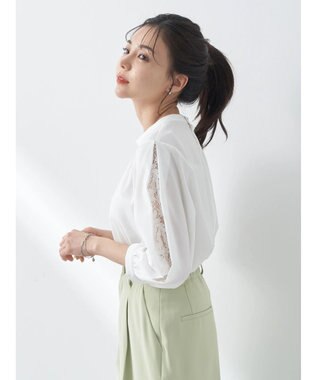 earth music&ecology レーススリーブブラウス Off White
