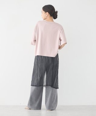 earth music&ecology ストライプレースレイヤードスカート Black