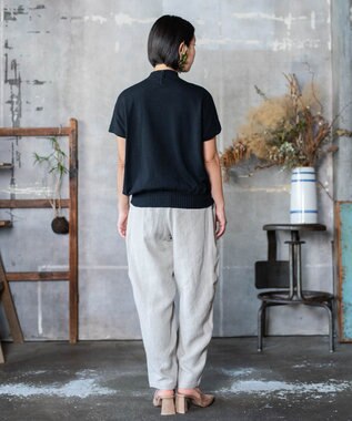 muuc 【高級スーピマ超長綿100%使用ニット】ヒルガオ刺繍 ハイネック半袖プルオーバー ブラック