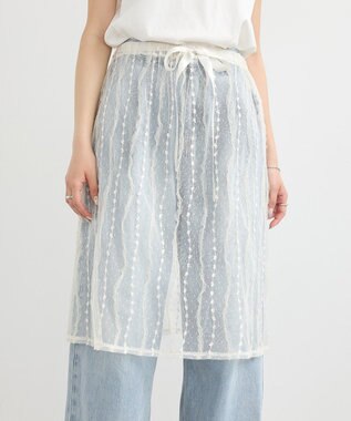 earth music&ecology ストライプレースレイヤードスカート Ivory