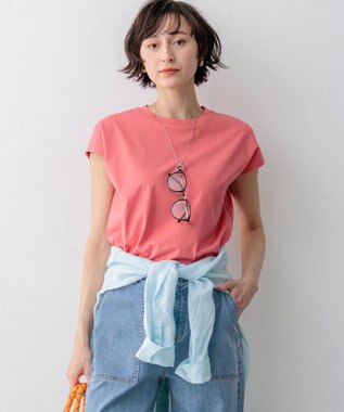 23区 S 【先行予約/WEB&一部店舗限定カラーあり】スビンハイツイスト フレンチスリーブ Tシャツ [WEB&一部店舗限定]ライトオレンジ系