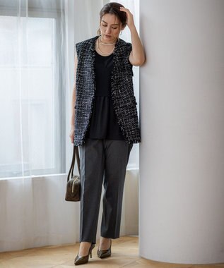 23区 L 【Lサイズ限定/好評につき新色追加】ナチュラルコットンベア タンクトップ ブラック系