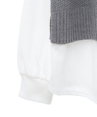 Green Parks ＳＥＴ２点　ニットベスト＋ロンＴＥＥ Gray Mixture