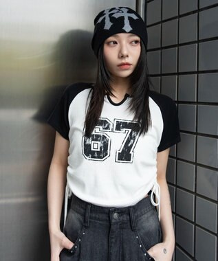 WEGO キーネックサイドレースアップちびT 柄7